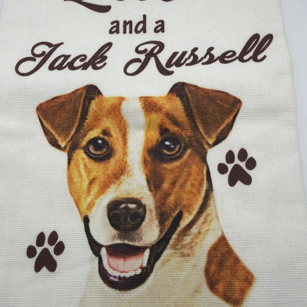 Jack Russell Terrier Dog Kitchen Towel All You Need‎ Is Love 100% Cotton